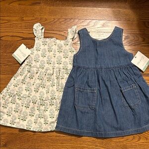 Little Planet Floral and Denim Toddler Dresses